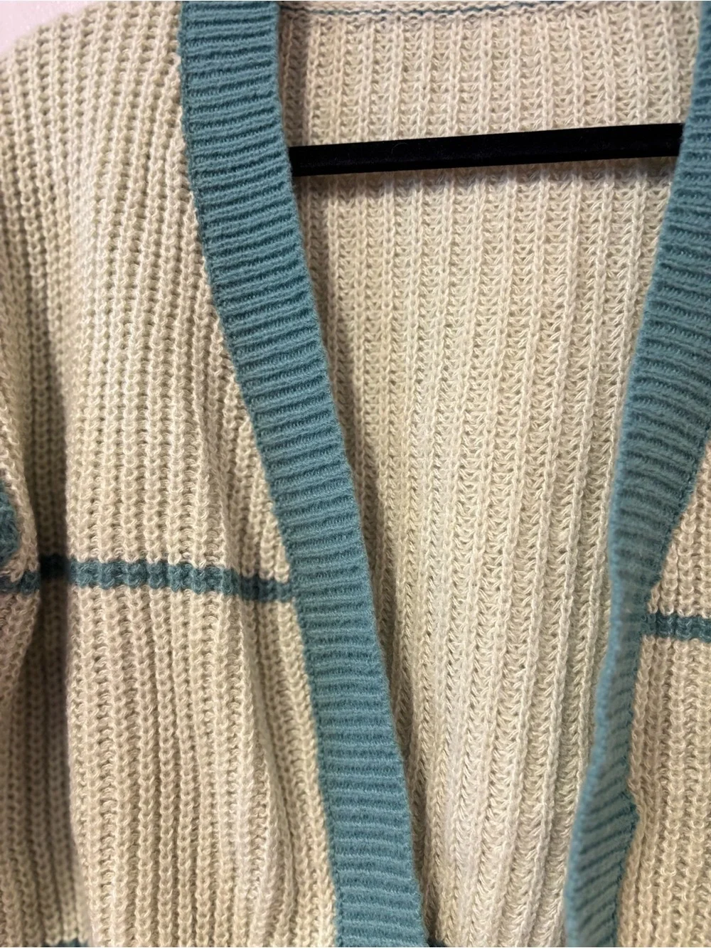SHEIN Cropped Contrast Trim Open Front Cardigan Seafoam Green Women's Small